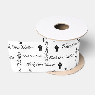 Black Lives Matter BLM African American Protest Satin Ribbon