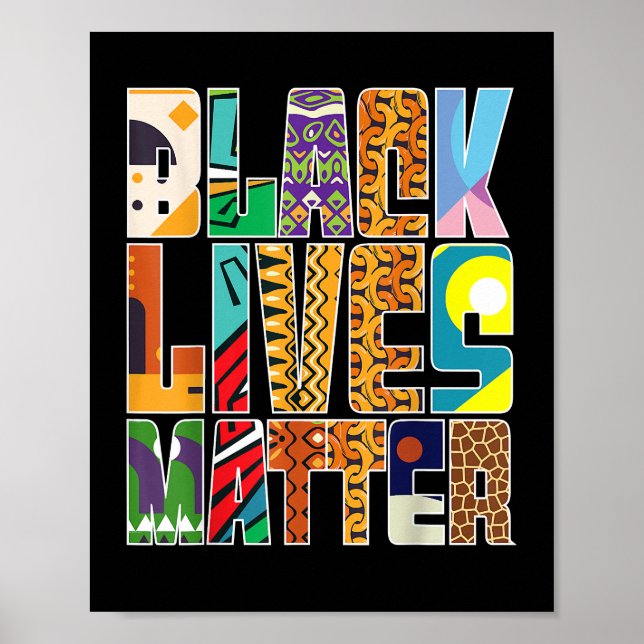 Black Lives Matter BLM Diversity Mural Art Black H Poster (Front)