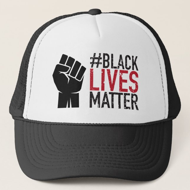 Black Lives Matter BLM Raised Fist Clinched Fist Trucker Hat (Front)