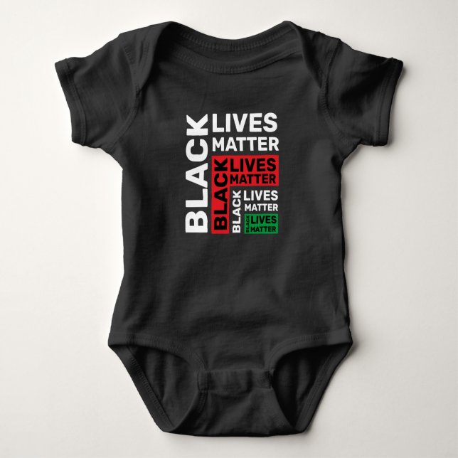 Black Lives Matter BLM Red Green Typography Baby Bodysuit (Front)