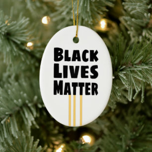 Black Lives Matter BLM three Yellow Stripes Ceramic Ornament
