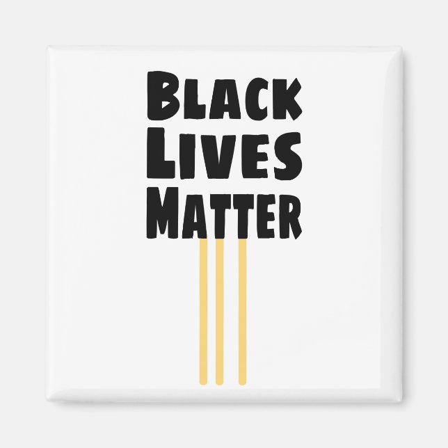 Black Lives Matter BLM three Yellow Stripes Magnet (Front)