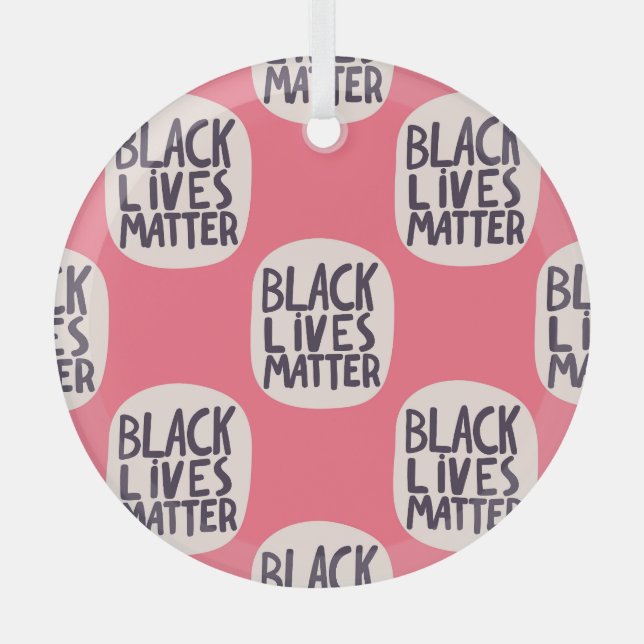 Black lives matter, calligraphic pattern glass tree decoration (Front)