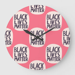 Black lives matter, calligraphic pattern large clock