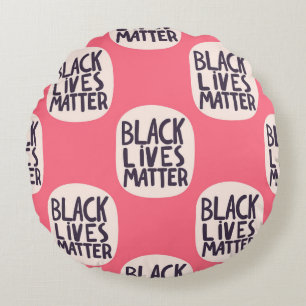 Black lives matter, calligraphic pattern round cushion