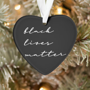 Black Lives Matter Calligraphy Custom Colors Heart Ornament
