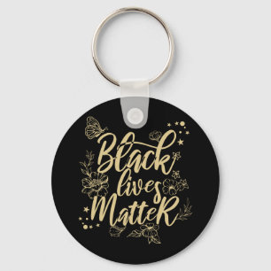 Black Lives Matter Elegant Black and Gold BLM Key Ring