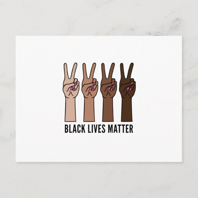Black lives matter, female hands with a peace sign postcard (Front)