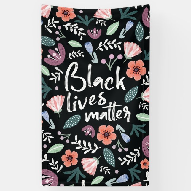 Black Lives Matter Floral Banner (Vertical)