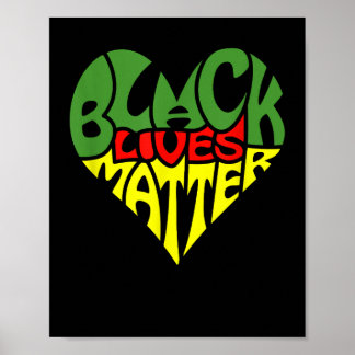 Black Lives Matter  Heart Graphic Pan African Flag Poster
