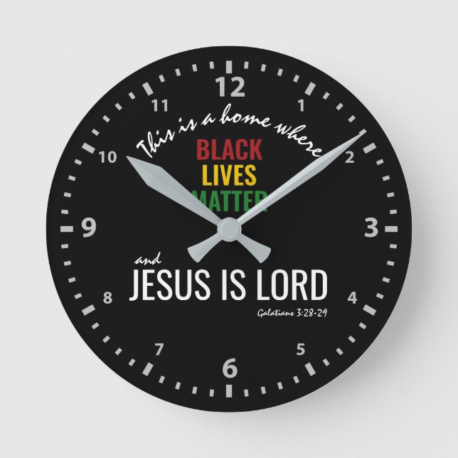 BLACK LIVES MATTER | JESUS IS LORD | Christian BLM Round Clock (Front)