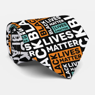 Black Lives Matter Orange Blue Typography Pattern Tie