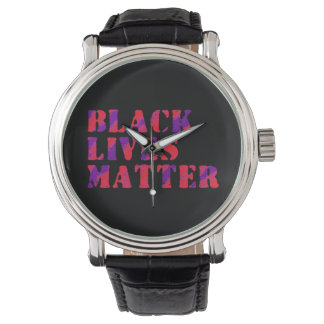Black Lives Matter Painting 02 Red Purple Custom Watch