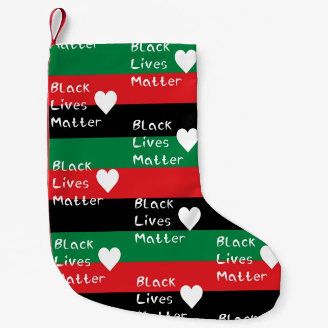 Black Lives Matter Pan-African Flag White Heart Small Christmas Stocking (Front)