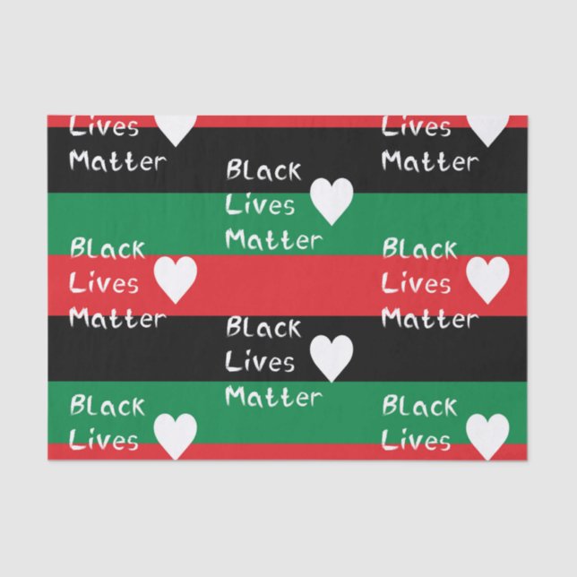 Black Lives Matter Pan-African Flag White Heart Tissue Paper (Front)