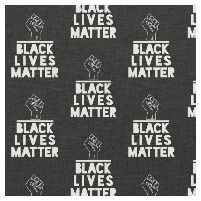 black lives matter power fist protest pattern 2020 fabric (Close Up)