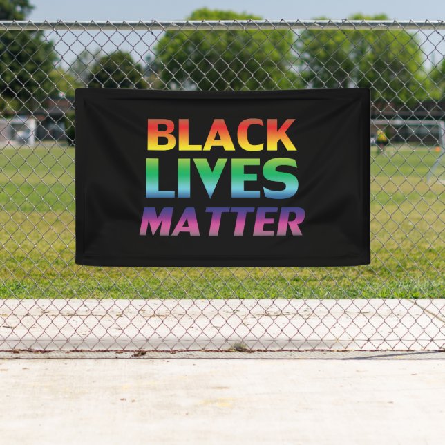 Black Lives Matter pride rainbow typography black Banner (Insitu)