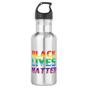 Black Lives Matter rainbow modern typography lgbt 532 Ml Water Bottle
