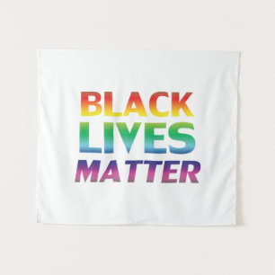 Black Lives Matter rainbow typography lgbt pride Tapestry