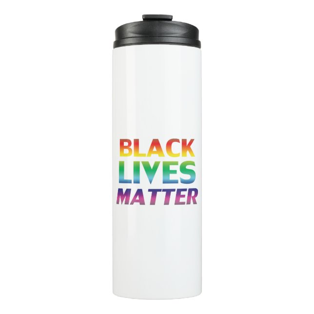 Black lives matter rainbow typography lgbt pride thermal tumbler (Front)
