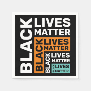 Black Lives Matter Simple Orange Blue Typography Napkin
