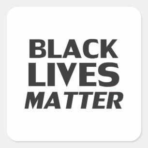 Black lives matter white black modern typography square sticker