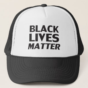 Black Lives Matter white black modern typography Trucker Hat