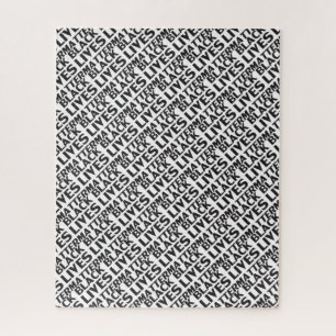 Black Lives Matter white black typography pattern Jigsaw Puzzle