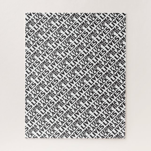 Black Lives Matter white black typography pattern Jigsaw Puzzle (Vertical)