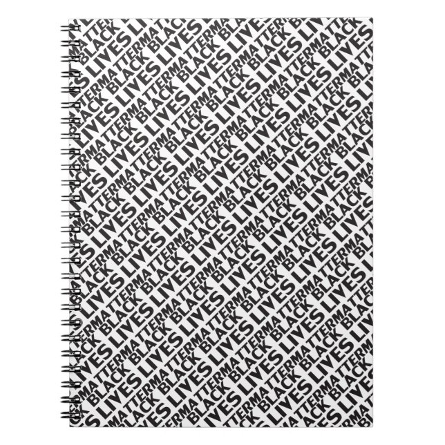 Black Lives Matter white black typography pattern Notebook (Front)