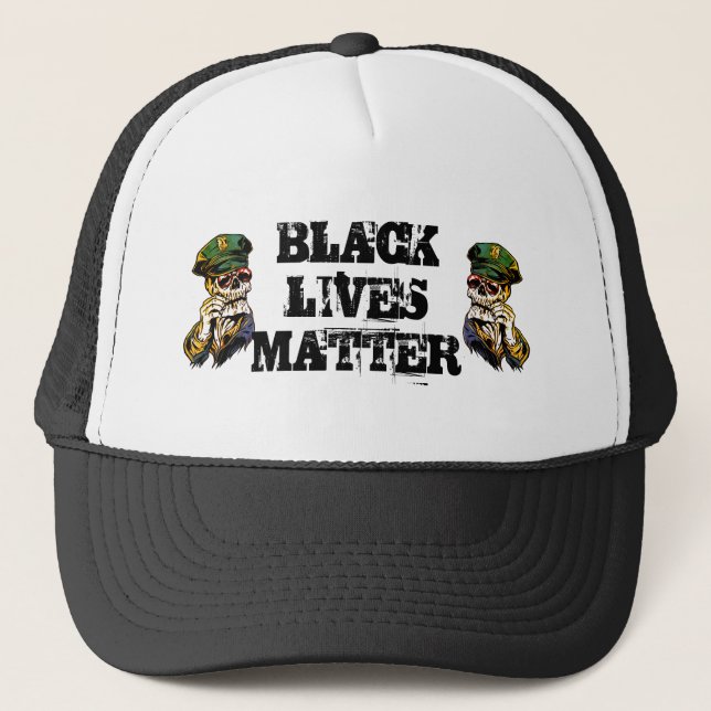 Black Lives Matter with Skeleton Cops Trucker Hat (Front)