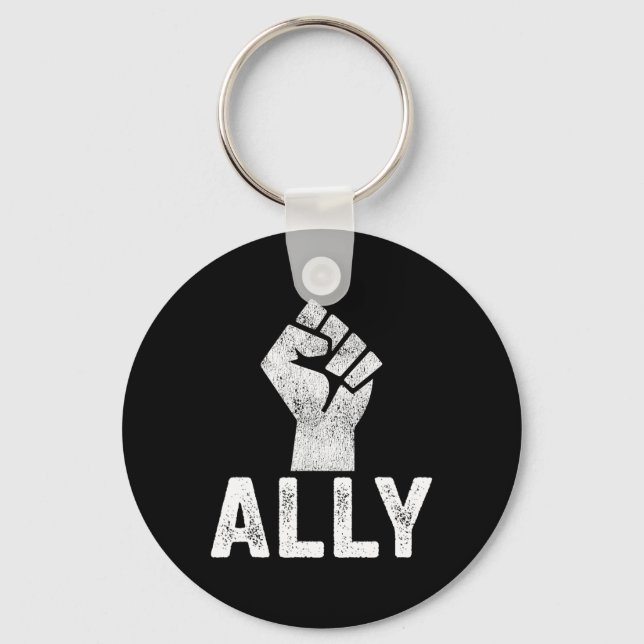 Black Lives Problem Ally Fist Blm Support  Key Ring (Front)