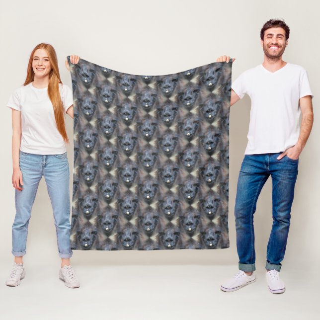 Black Llama Face Animal Pattern  Fleece Blanket (In Situ)
