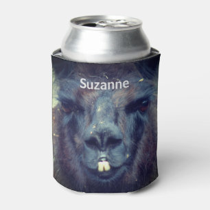 Black Llama Face Farm Animal Personalised Can Cooler