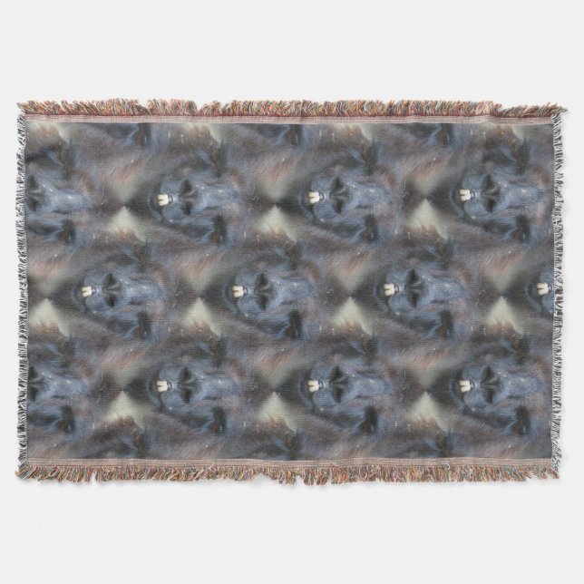 Black Llama Face Nature Art Pattern Throw Blanket (Front)