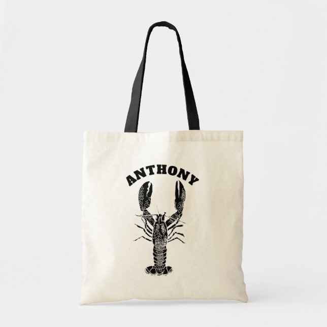 Black Lobster Graphic Personalised Tote Bag (Front)