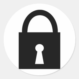 black lock icon classic round sticker