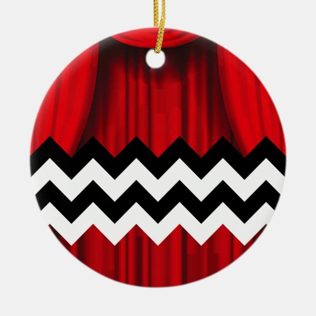 black lodge chevron ceramic tree decoration (Front)