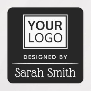 Black logo and text with divider labels