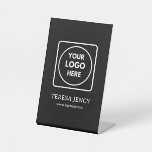 Black Logo Display Stand for Branding Pedestal Sign