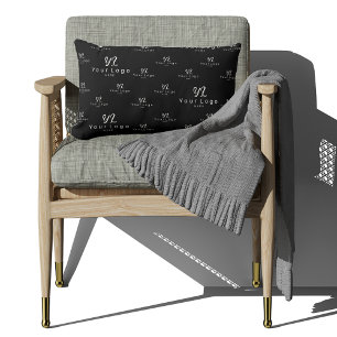 Black Logo pattern Business Brand Simple Company Lumbar Cushion