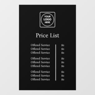 Black Logo Price List   Custom Professional Window