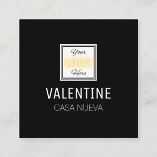 Black Logo simple minimal Square Business Card