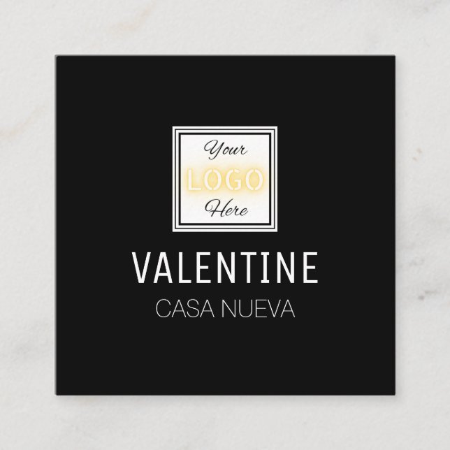 Black Logo simple minimal Square Business Card (Front)