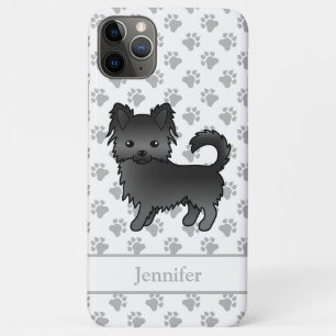 Black Long Coat Chihuahua Cartoon Dog & Name iPhone 11 Pro Max Case