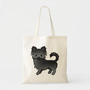 Black Long Coat Chihuahua Cute Cartoon Dog Tote Bag
