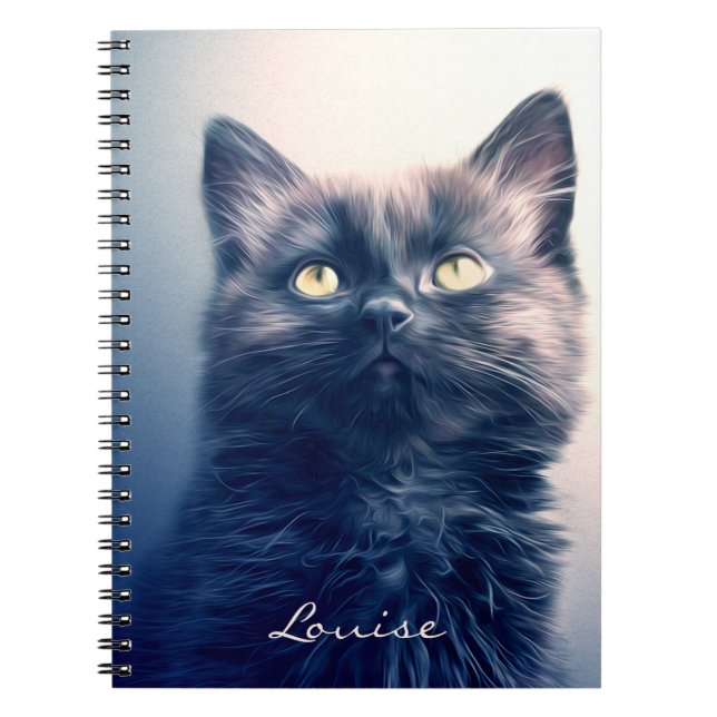 Black Long Hair Kitten Notebook (Front)