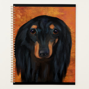 Black Long Haired Dachshund Planner