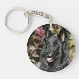 Black Long Haired German Shepherd Key Ring