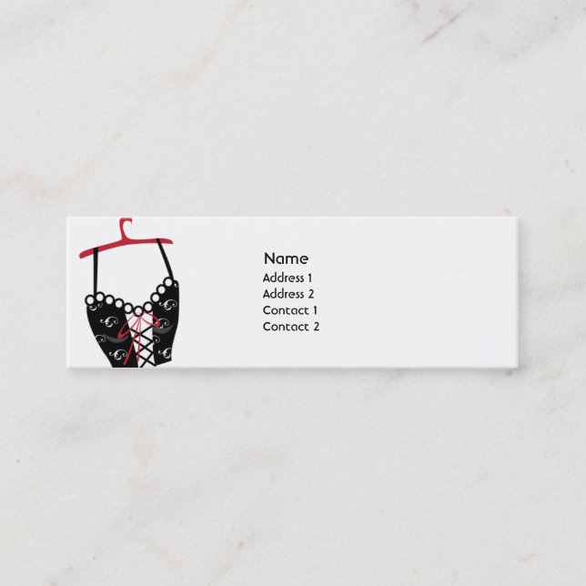 Black Longlinebra - Skinny Mini Business Card (Front)
